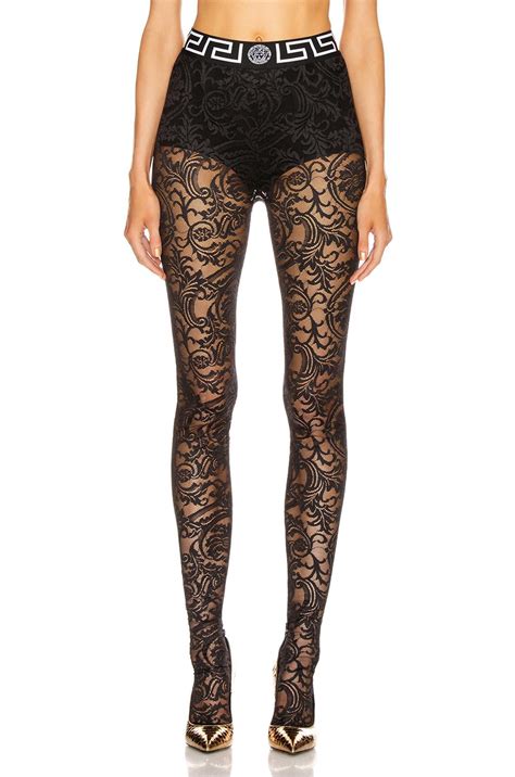 versace tights lace|Versace leggings women's.